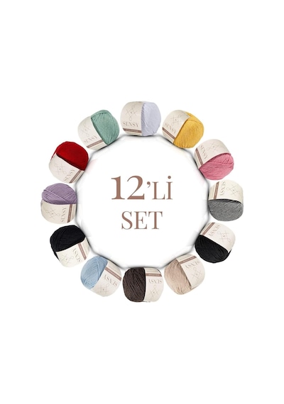 Premium Amigurumi Ipi Punch Panç Baby Soft Cotton 50 Gr 12'li Örgü Ip Set5 Diğer
