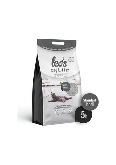 Leos Cat Litter Gri Aktif Karbonlu Standart Taneli Topaklaşan Bentonit Kedi Kumu 5 L