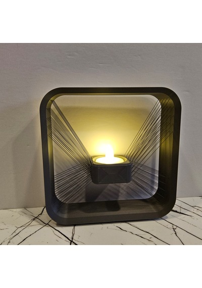 Masa Lambası 3 D Baskı - Kare- Gri-