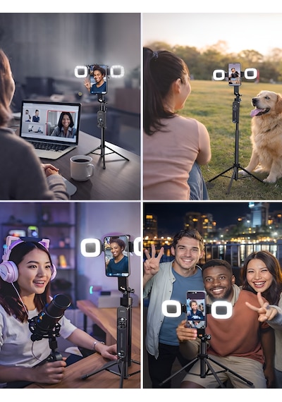 1500 Mah Led Işıklı 180 Cm Takip Özellikli Gimbal Tripod Selfie Çubuğu Bluetooth Kumandalı