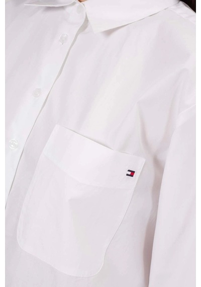 Tommy Hilfiger Ess Poplın Easy Fıt Gömlek Beyaz