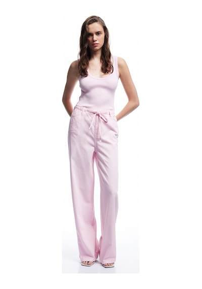 Koton Beli Bağcıklı Pamuklu Düz Paça Cepli Pantolon - Loose Straight Fit Jeans Pembe 5sal40057mw Gül Koton Beli Bağcıklı Pamuklu Düz Paça Cepli Pantolon - Loose Straight Fit Jeans Pembe 5sal40057mw Gül