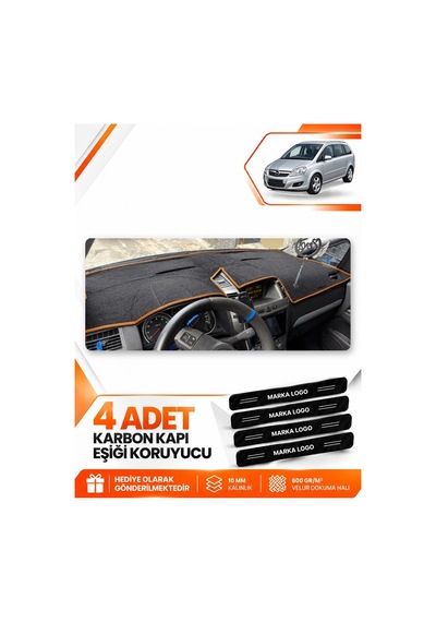 Opel Zafira B 2004-2011 Uyumlu Ön Torpido Koruma Kılıfı Halısı Örtüsü - Siyah Kahverengi