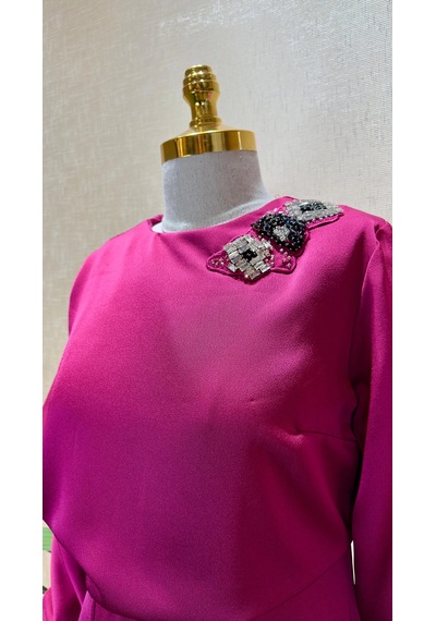 Missemramiss Ms-25yc03e4788-v Vişne Renk Diamond Taşlı Elbise Çok Renkli