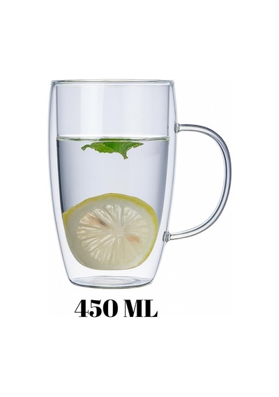 450 Ml Çift Cidarlı Şeffaf Cam Kupa Isıya Dayanıklı, Sıcak Ve Soğuk İçeceklere Uygun, Şık Ve Dayanıklı Borosilikat Cam Bardak çok renkli