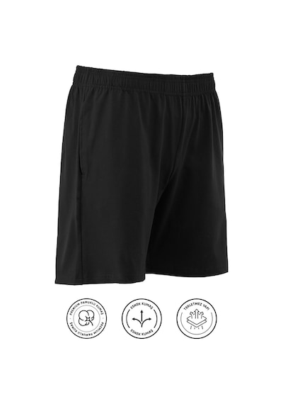 Elemge Pamuklu Erkek Şort Pijama Alt Siyah Cepli Ince Penye Esnek Rahat Kalıp Lastikli Terletmez Likralı