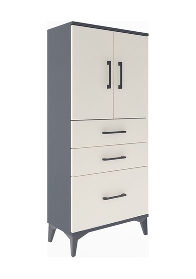 Arges Dolap 2 Raflı 3 Çekmeceli 2 Kapaklı 60x30x134 Antrasit-aytaşı Antrasit