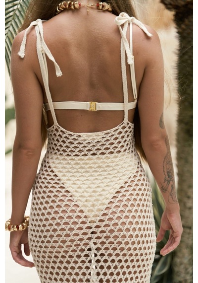 Mai Collection Mai Studios Co. Manly Askılı Bej Triko Elbise Bej