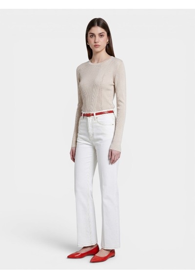 Sisley %100 Pamuk Karışık Nervürlü Bisiklet Yaka Regular Fit Kazak Kadın Pembe Kazak - 325a10c1l106m