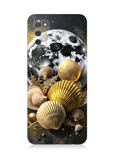 Samsung Galaxy A02s Uyumlu Ay Ve Deniz Kabukları Desenli Silikon Kılıf