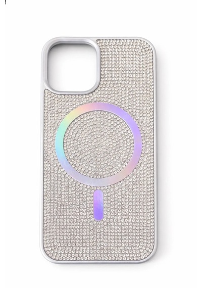 Apple iPhone Uyumlu  12 Kılıf Diamont Magsafe Hologramlı Telefon Kılıfı 1 Renk Siyah