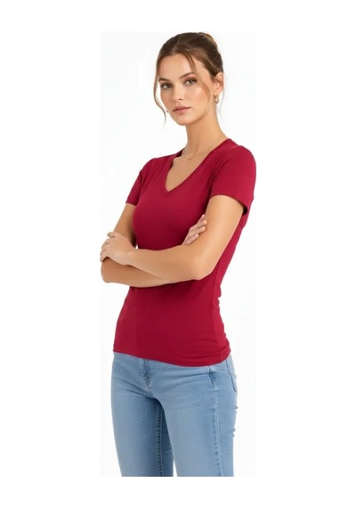 Butik İstanbul T-shirt V Yaka Slim Fit Likralı Tişört Günlük Basic Body - Bordo Butik İstanbul T-shirt V Yaka Slim Fit Likralı Tişört Günlük Basic Body - Bordo