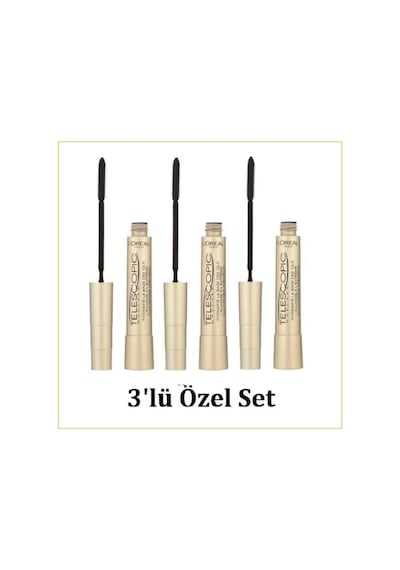 Loreal Telescopic Gold Uzun Görünüm Veren Siyah 3'lü Maskara Seti Electro Black