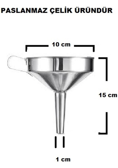 Paslanmaz Çelik Mazot Hunisi Metal Yağ Hunisi Metal Reçel Hunisi 25 Cm N11.7