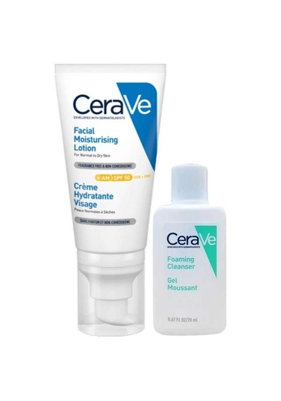Cerave Normal ve Kuru Ciltler İçin Nemlendirici Yüz Kremi 52 ML + Foaming Cleanser Gel 20 ML