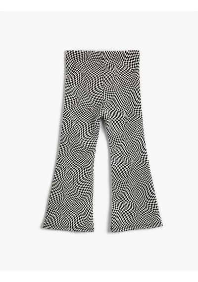 Koton İspanyol Paça Pantolon Dama Desenli Beyaz Desenli 2skg40075ak Beyaz