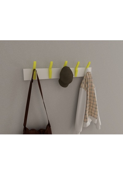 Hepsi3boyutlu Modern Duvar & Kapı Kanca Askılık - 5 Adet Sarı Kanca Askılık - Model No : 3 Sarı