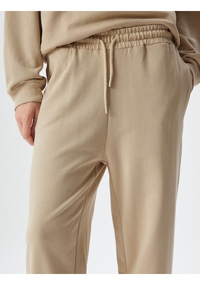 Koton Jogger Eşofman Altı Cepli Beli Bağlamalı Üç İplik Bej 5wak40066ek Ekru