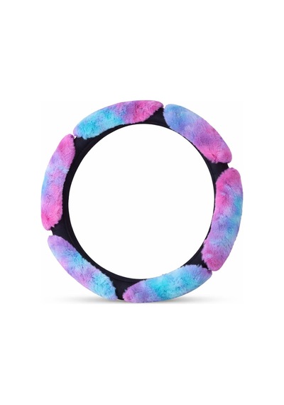 Renkli Peluş Direksiyon Kılıfı - 38 Cm - Kaymaz Şık Tasarım Çok Renkli