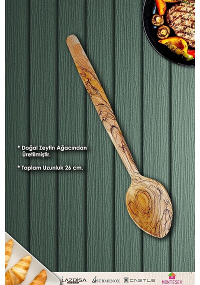 Tr Zeytin Ağacı Ahşap Tahta Kaşık Çatal Kevgir Spatula Seti Zeytin Ağacı Ağaç Kaşık 6 Lı Set Zeytn-052 Genel
