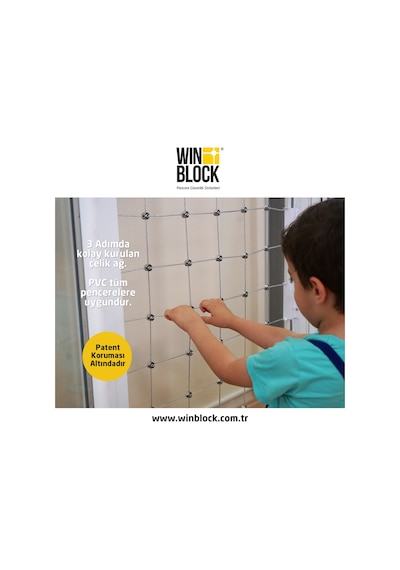 ORTA BOY - WINBLOCK Çocuklar için Pencere Çelik Güvenlik Ağı – Ye