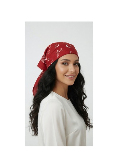 Mollycrush Unisex Kırmızı Türkiye Logolu Ay Yıldızlı Bandana Günlük Saç Aksesuarı, Boyunluk Ve Etkinlik Fuları Türkiye Logolu Ay Yıldızlı