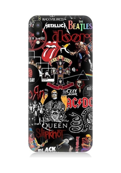Samsung Galaxy M10 Uyumlu Metal Müzik Grup Sembolleri Desenli Silikon Kılıf