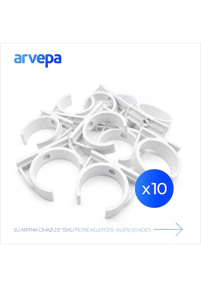 Arvepa Su Arıtma Cihazı 2.5" Tekli Filtre Kelepçesi (Klips) 10 Adet - Esnek Yapı