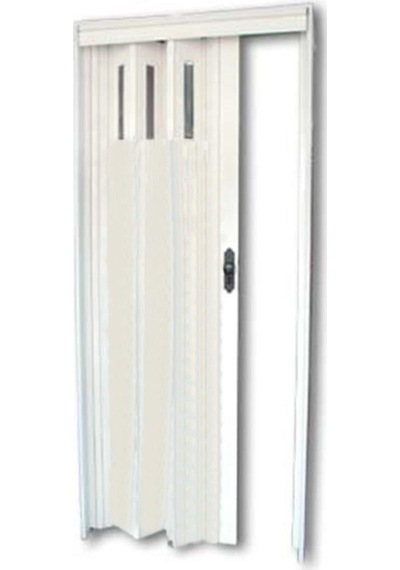 1 Sıra Camlı Akordeon Kapı, Beyaz Düz Renkli, 72x215cm