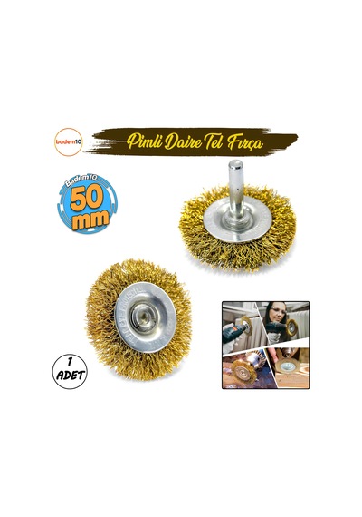 50 Mm Boya Kurum Pas Zımparalama Kazıma Temizleme Fırçası Pimli Çanak Tel Fırça Matkap Uyumlu