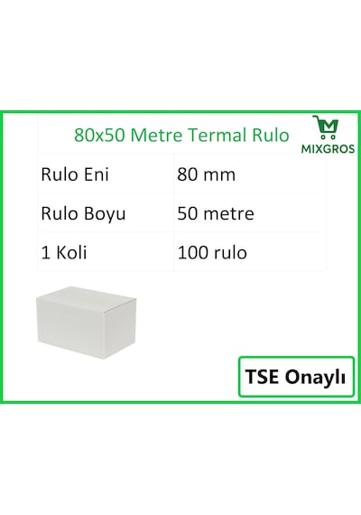 80x50 Metre Termal Yazarkasa Ve Adisyon Rulosu 100 Adet
