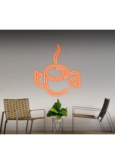 Tea Yazılı Ve Şekilli Neon Tabela Turuncu