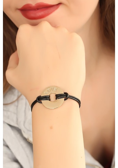 Love Aşık Siyah Deri İpli Unisex Mood Bileklik Diğer