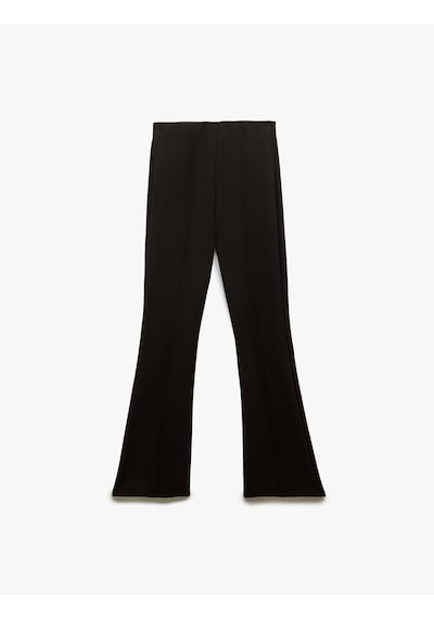 Koton Slim Fit Nervürlü İspanyol Paça Pantolon Siyah 5sak40102ek Siyah