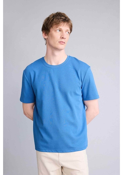 Defacto Twill Kısa Kollu Tişört D7912ax26spbe410 Mavi-be410