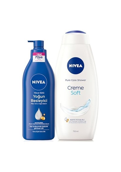 Nivea Creme Soft Kremsi Dokunuş Duş Jeli 750ml Ve Besleyici Vücut Sütü 400ml, Nemlendirici, Kuru Cilt