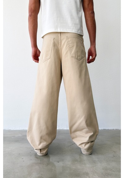 Flaw Gabardin Baggy Pantolon-29633 Bej
