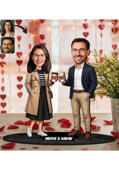 Bk Gift Kişiye Özel Sevgili Karikatürlü Ahşap Biblo -8, Fotoğraftan Karikatür, Sevgililer Günü Hediyesi, Ev Hediyesi Kobitmeyencom36335 Bk Gift