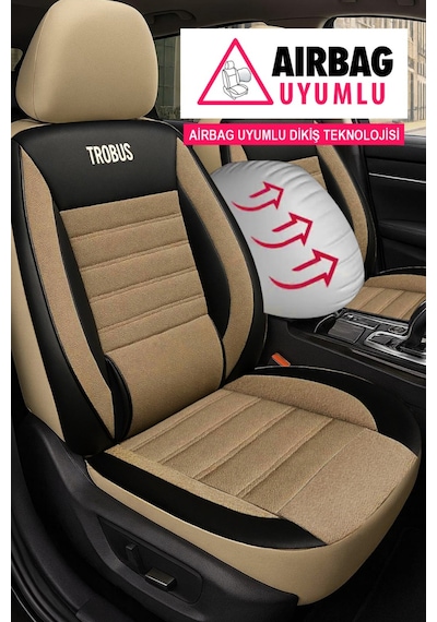 Skoda Octavia 2004 Ve Sonrası Uyumlu Saren Serisi Bej Oto Koltuk Kılıfı