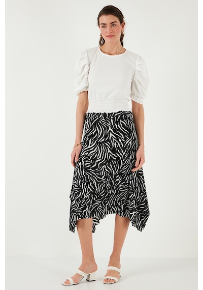 Lela Desenli Volanlı Midi Boy Bayan Etek 5869010 Zebra