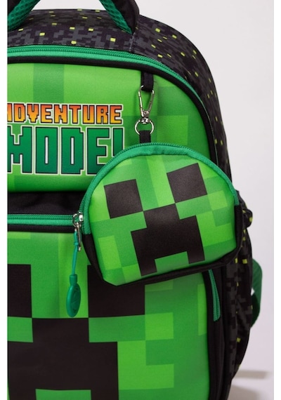 Waddell Deri Adventure Baskılı Minecrafter Temalı Baskılı Çocuk Kreş Anaokul Okul Öncesi Çantası Küçük Cüzdan Hediyeli Yeşil
