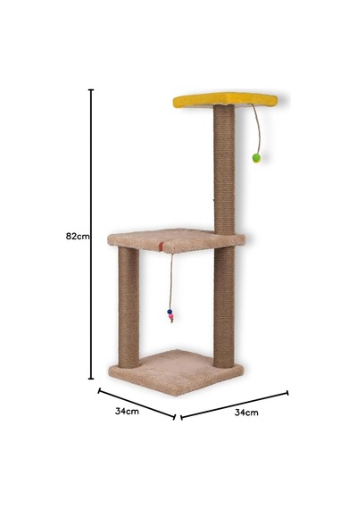82 Cm Krem İki Katlı Kedi Tırmalama Tahtası Catnipli Tırmalama Tahtası Krem