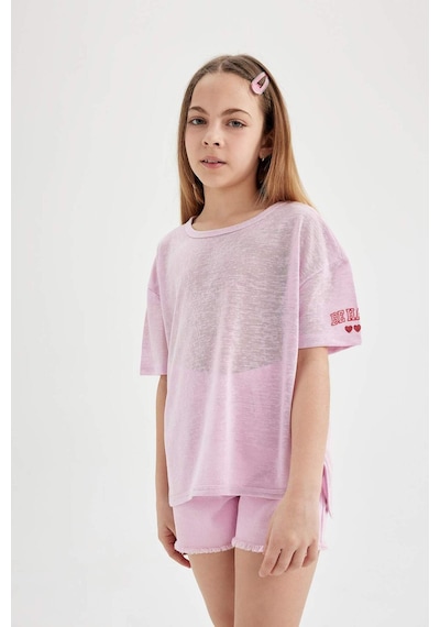 DeFacto Kız Çocuk Oversize Geniş Kalıp Baskılı Kısa Kollu Tişört C4606A824SMPR66 Mor DeFacto Kız Çocuk Oversize Geniş Kalıp Baskılı Kısa Kollu Tişört C4606A824SMPR66 Mor