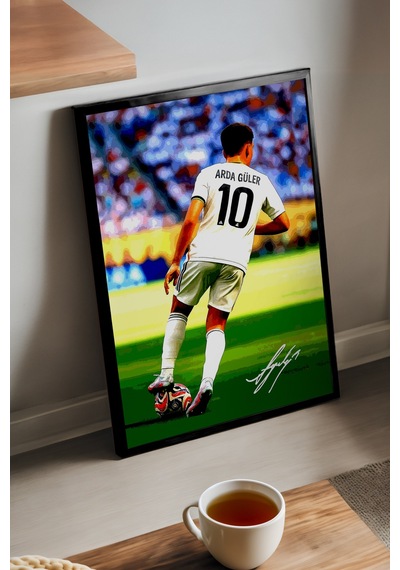 Arda Güler Siyah Ahşap Çerçeveli Poster, Dekoratif Futbol Real Madrid Duvar Tablosu