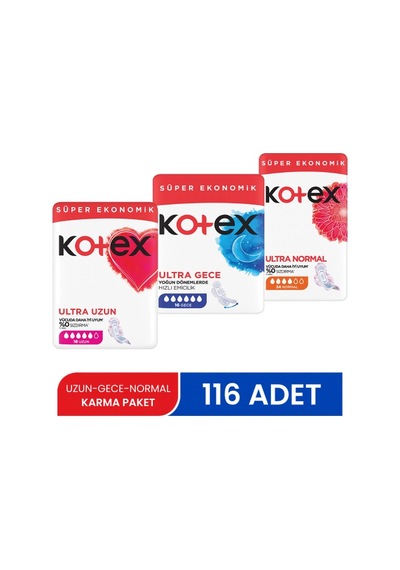 Kotex Ultra Süper Ekonomik Karma Paket 116 Lı PKT.KOTEX.008