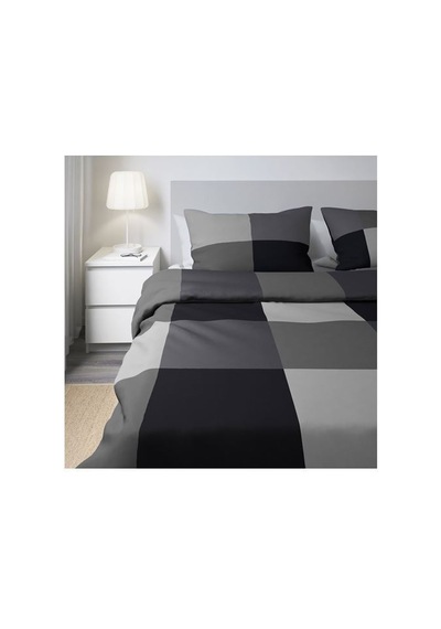 Ikea Brunkrıssla Çift Kişilik Nevresim Takımı 220 X 240 Cm Koyu Gri - Siyah Çok Renkli