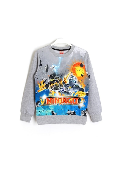 Lego Ninjago Karakter Baskılı 3D Çocuk Mevsimlik Sweatshirt Gri