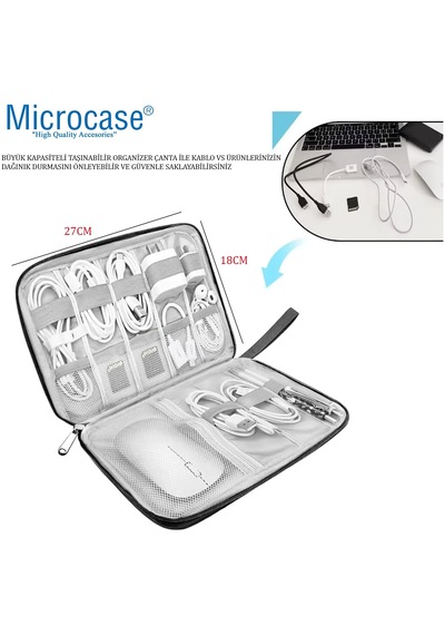Microcase 2in1 Stylus Dokunmatik Kalem Kılıfı + Çok Gözlü Organizer Çanta Al5393 Omuz Çantası