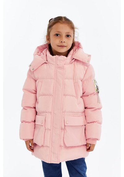 Benitto Kids Kız Çocuk Kalın Kışlık Kapüşonlu Kaban 51349 Pembe