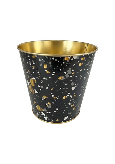 Metal Popcorn Kutusu - Patlamış Mısır Kovası 13.5 Cm, Terrazo Er149-1h Desenli